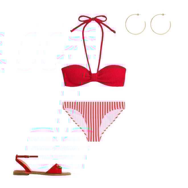 3rd bundle featuring 3 items which compliment Classic Bikini Bottoms-Coral Punch/Ivory Stripe