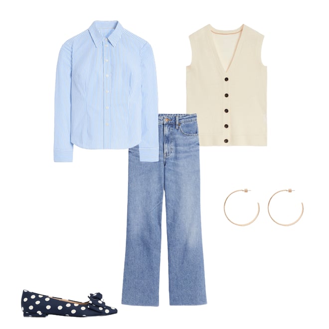 2nd bundle featuring 4 items which compliment Saskia Stretch Cotton Shirt-Forget Me Not, Ivory Stripe