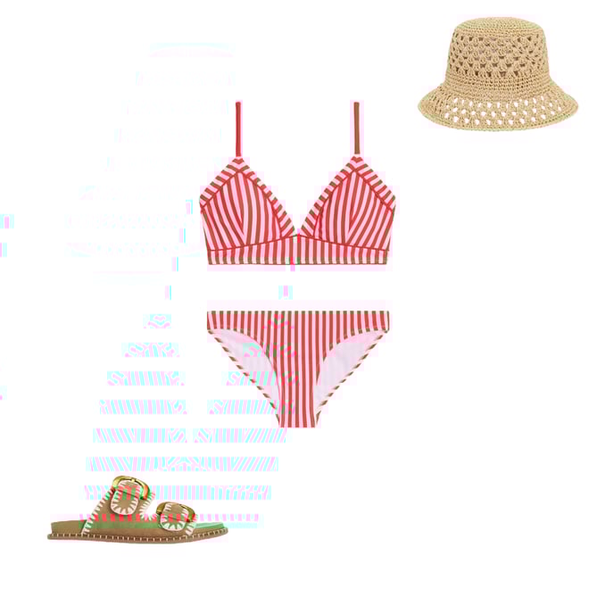 1st bundle featuring 3 items which compliment Classic Bikini Bottoms-Coral Punch/Ivory Stripe