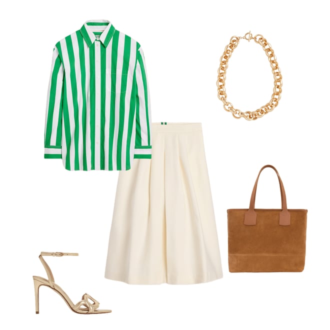 4th bundle featuring 4 items which compliment Sadie Relaxed Cotton Shirt-Rich Emerald Wide Stripe