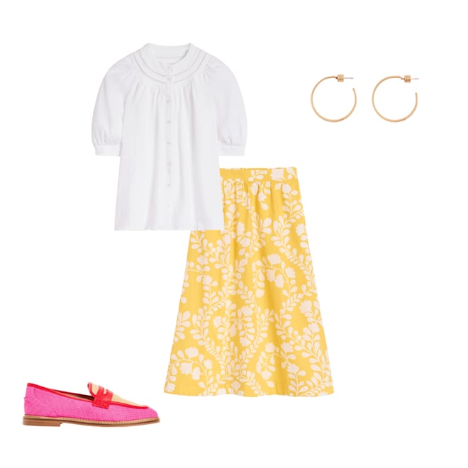 5th bundle featuring 3 items which compliment Hattie Poplin Midi Skirt-Yellow, Vine Silhouette