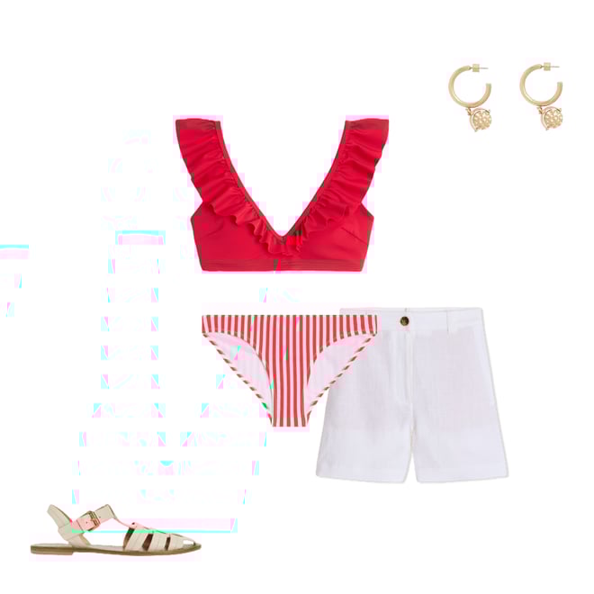2nd bundle featuring 4 items which compliment Classic Bikini Bottoms-Coral Punch/Ivory Stripe