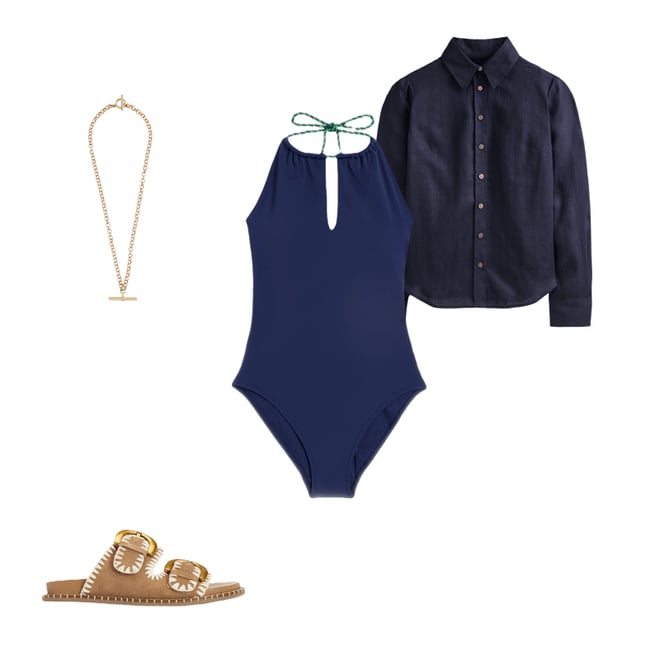 2nd bundle featuring 3 items which compliment String High Neck Swimsuit-Navy