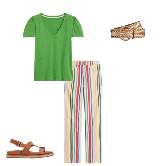 2nd bundle featuring 3 items which compliment Short Sleeve V Neck T-shirt-Aloe Green