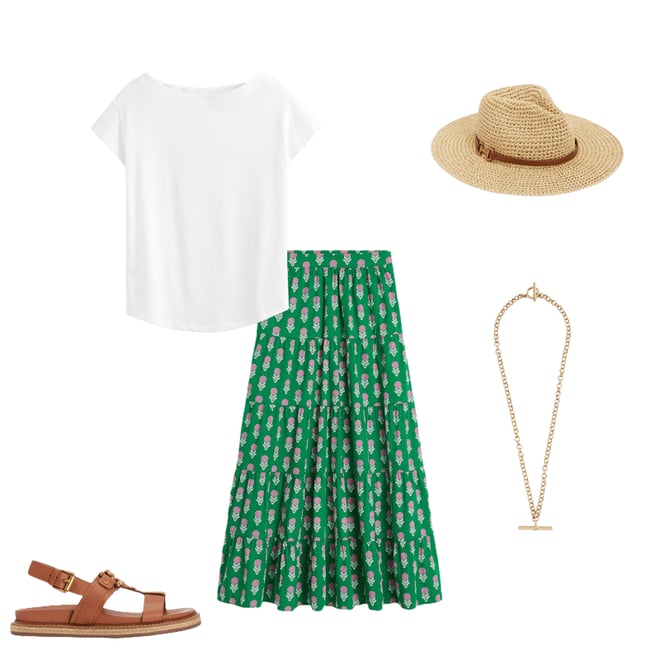 3rd bundle featuring 4 items which compliment Nadia Poplin Maxi Skirt-Green Stamp, Dahlia Sprig