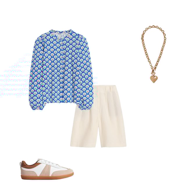 2nd bundle featuring 3 items which compliment Pleat Linen Wide Leg Shorts-Ivory