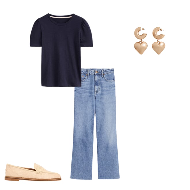 2nd bundle featuring 3 items which compliment Cotton Puff Sleeve T-Shirt-Navy