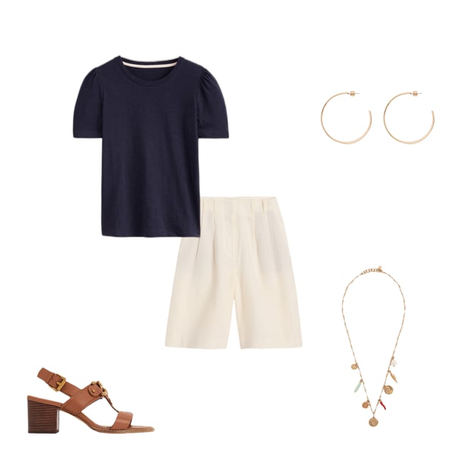 4th bundle featuring 4 items which compliment Pleat Linen Wide Leg Shorts-Ivory