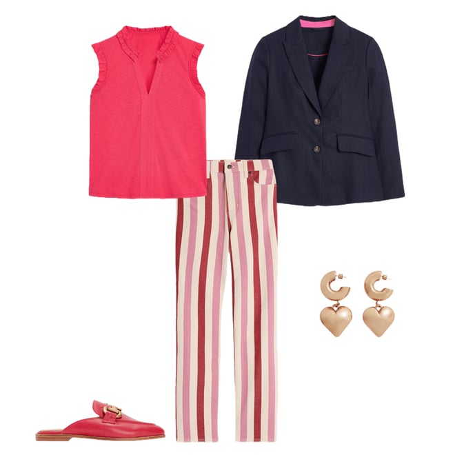 5th bundle featuring 4 items which compliment High Rise Stripe Jeans-Red and Pink Wide Stripe