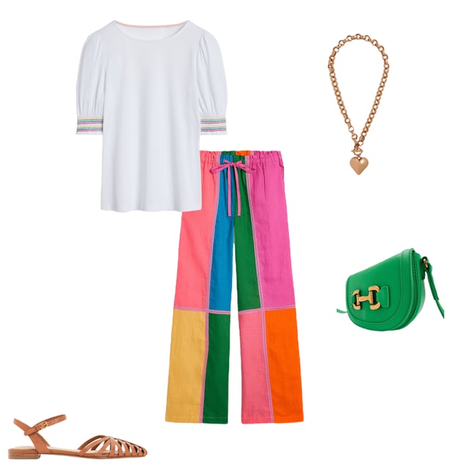 4th bundle featuring 4 items which compliment Short Sleeve Smocked Cuff Top-White