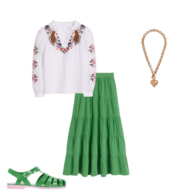 4th bundle featuring 3 items which compliment Nadia Double Cloth Maxi Skirt-Paradise Green