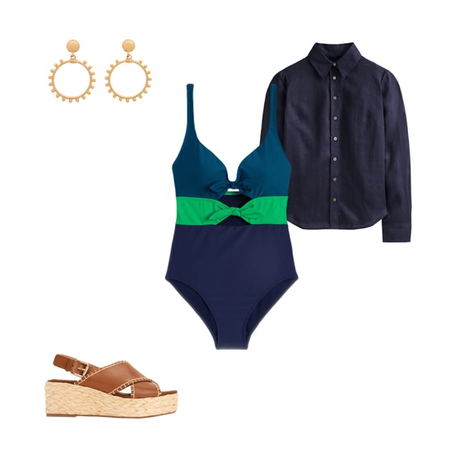 1st bundle featuring 3 items which compliment Tie Front Swimsuit