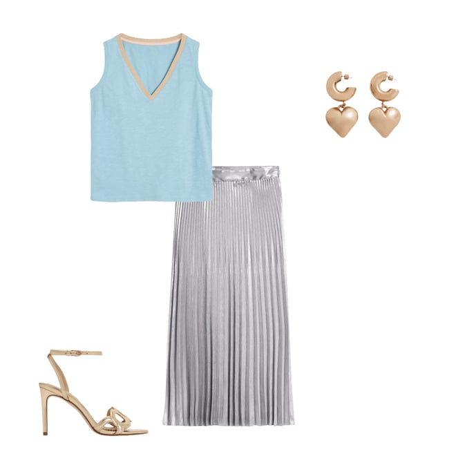 2nd bundle featuring 3 items which compliment Camilla Metallic Midi Skirt-Silver