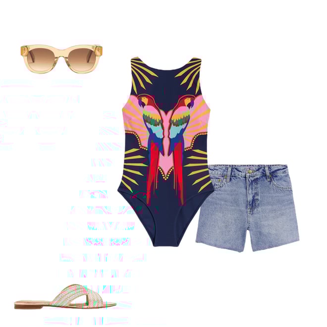 3rd bundle featuring 3 items which compliment Slash Neck Tie Swimsuit