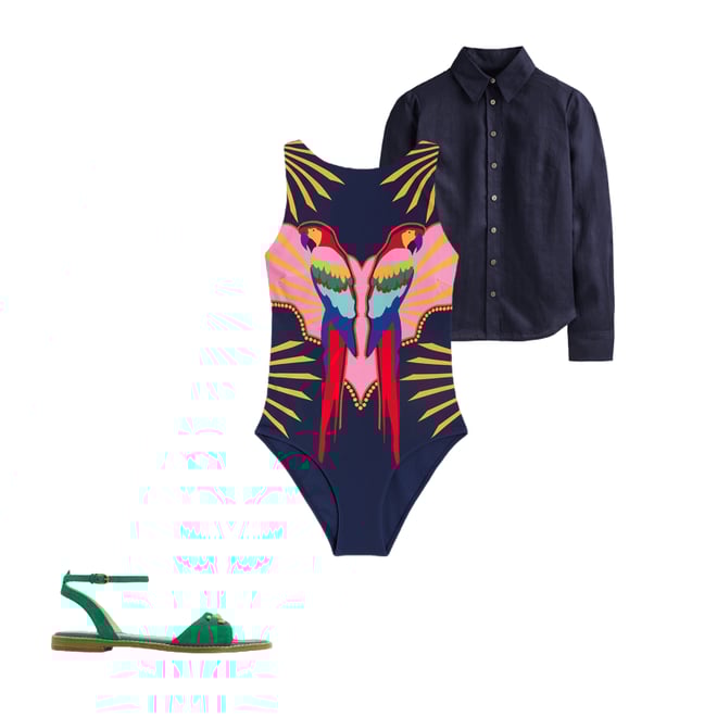 1st bundle featuring 2 items which compliment Slash Neck Tie Swimsuit
