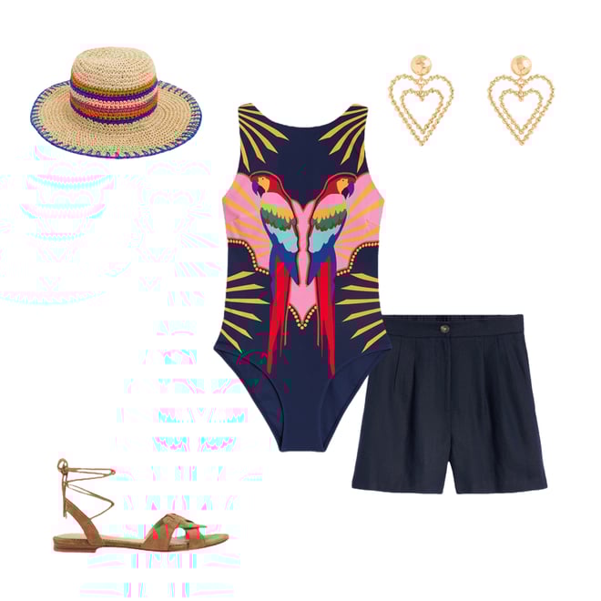 2nd bundle featuring 4 items which compliment Slash Neck Tie Swimsuit