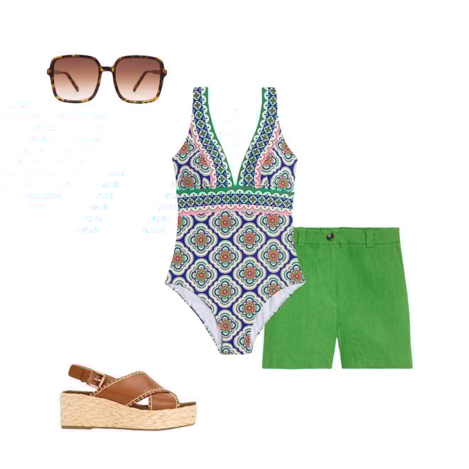 4th bundle featuring 3 items which compliment Porto V-Neck Swimsuit-Bright Blue, Botanic Blush