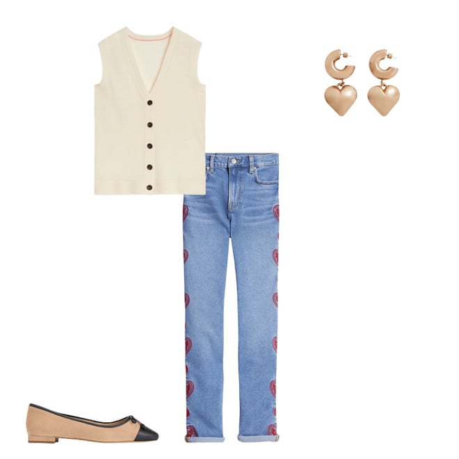 AEAE ■ Heart Embroidery Jeans bawilom Womens Heart Embroidery Jeans Trendy Ripped Mid