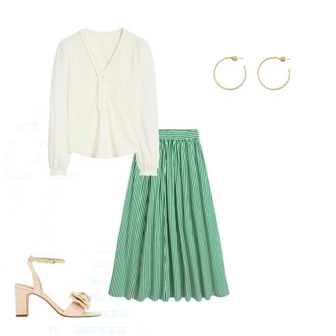 Nadia Poplin Maxi Skirt-Green Stamp, Dahlia Sprig | Boden USA