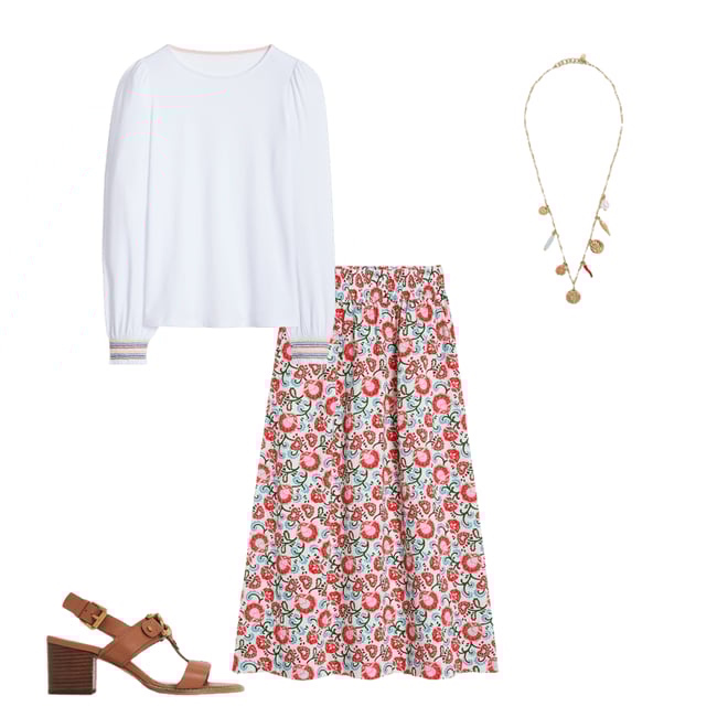 2nd bundle featuring 3 items which compliment Double Cloth Smocked Skirt-Ivory, Garden Vine