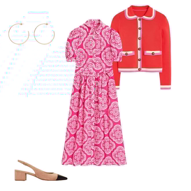 6th bundle featuring 3 items which compliment Holly Collared Knitted Jacket-Strawberry Tart Red