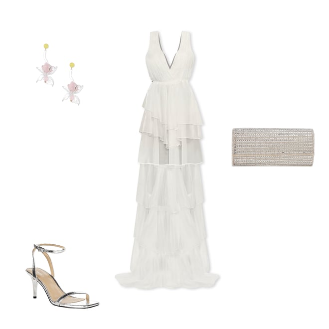 MAC DUGGAL Hi Lowフェミニンロングドレスホワイト White Strapless Ruched High Low Gown - Mac Duggal
