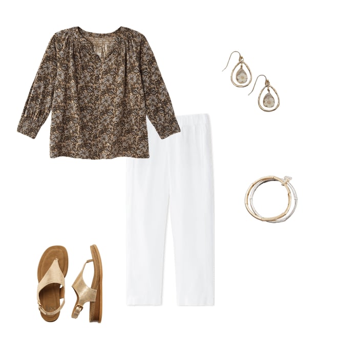 1st bundle featuring 4 items which compliment J.Jill Pure Jill Smocked Block-Printed Top