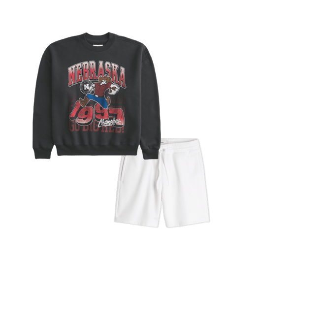 Boxy University of Nebraska Cornhuskers Graphic Crew Sweatshirt