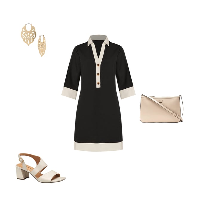 Preston & York Ethel 3/4 Sleeve Stretch Twill Shift Dress