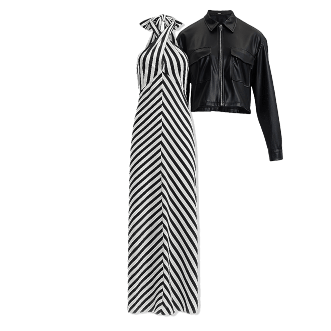 Striped Tie Halter Maxi Dress