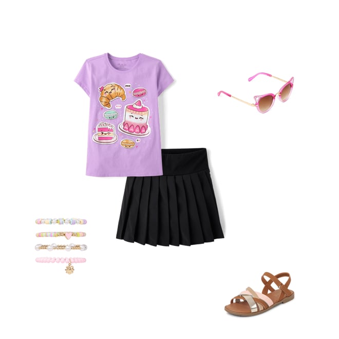 2nd bundle featuring 4 items which compliment Girls Quick Dry Pleated Skort