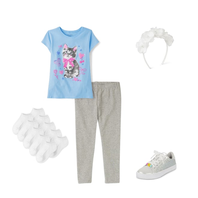 3rd bundle featuring 4 items which compliment Girls Cat Bow Graphic Tee
