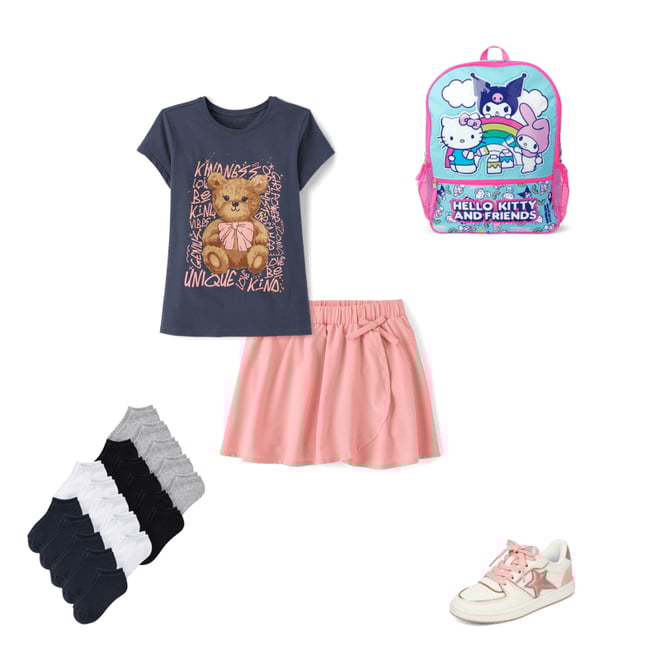 2nd bundle featuring 4 items which compliment Girls Bear Positive Words Graphic Tee