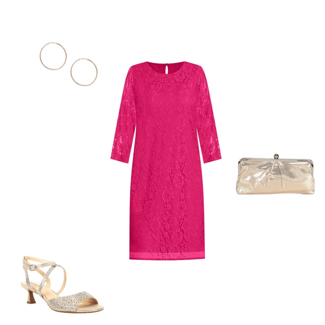 Caroline Rose Lace Round Neck 3/4 Sleeve Shift Dress | Dillard's
