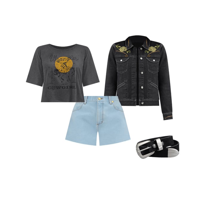 Wrangler® x Yellow Rose by Kendra Scott Boxy Crop Tee in Mid Grey