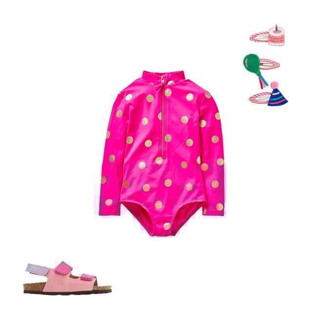 1st bundle featuring 2 items which compliment Long-Sleeved Swimsuit-Fuchsia Pink, Gold Foil Spot