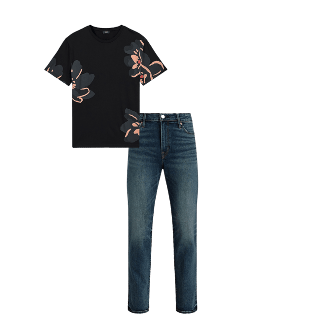 Large Floral Perfect Pima Cotton Graphic T-shirt