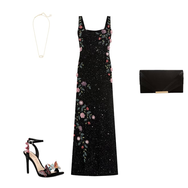 ●Mac Duggal●花付き ワンショルダー ビーズ メッシュドレス Mac Duggal Embellished Mesh Square Neck Sleeveless 3D Flower