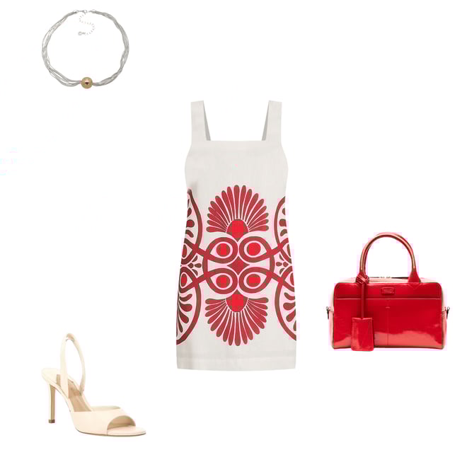 Antonio Melani Eliana Printed Linen Blend Square Neck Dress