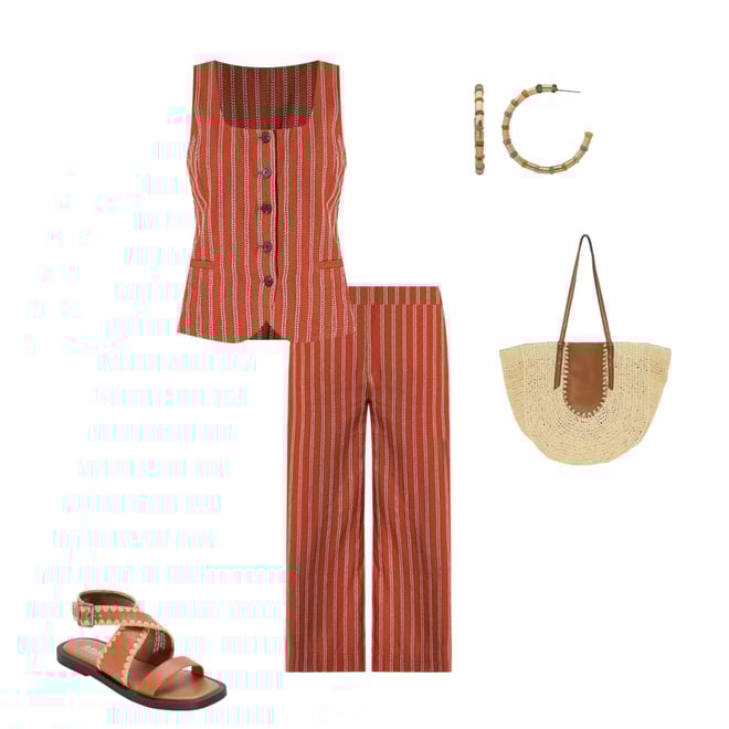 パンツ Ribbonbit : 25SS / Vanta Capri Pants (2colors) a.n.a Linen Blend Womens High Rise Capri Pant, Color: Rust