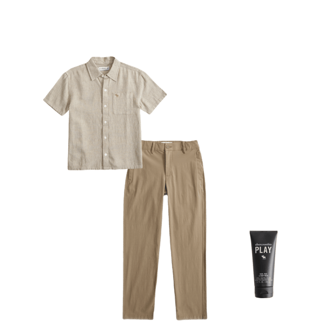 short-sleeve linen-blend icon shirt
