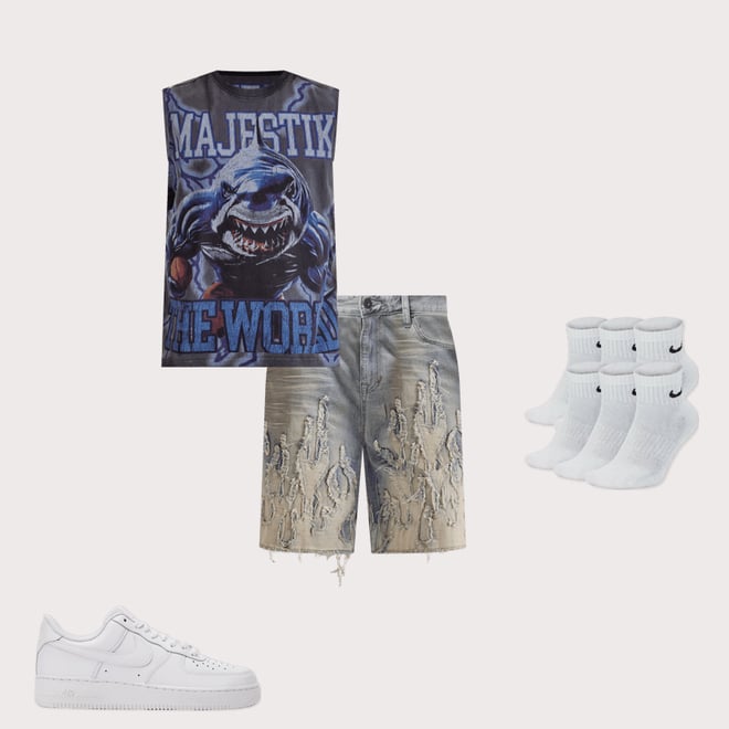 Majestik World Shark Muscle Tee