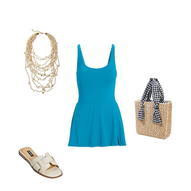 Swim Sense Scoop Neck Swim Dress Bright Blue