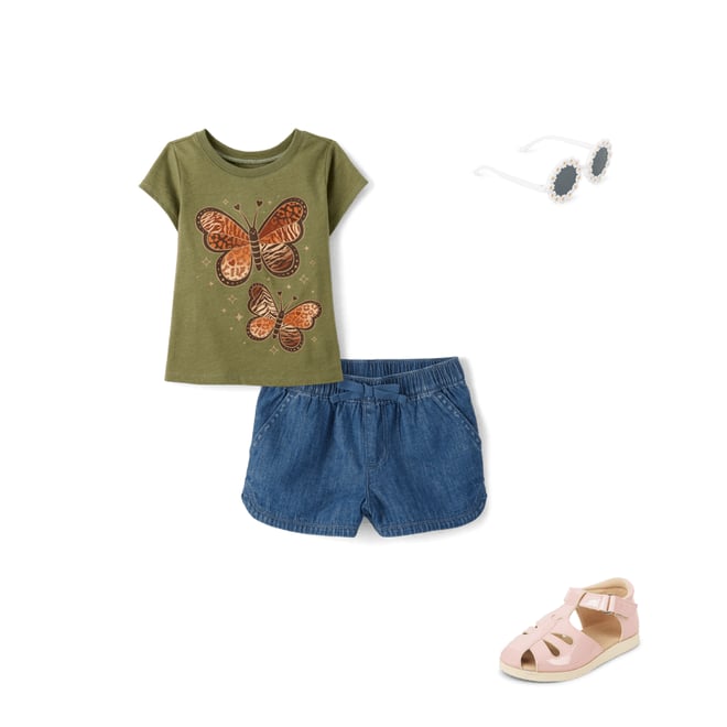 1st bundle featuring 3 items which compliment Baby And Toddler Girls Chambray Pull On Shorts