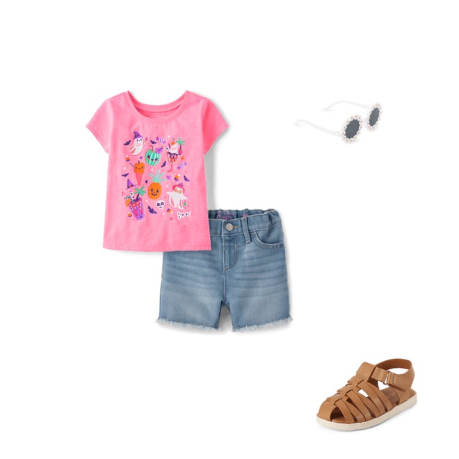 1st bundle featuring 3 items which compliment Baby And Toddler Girls Summerween Doodles Graphic Tee