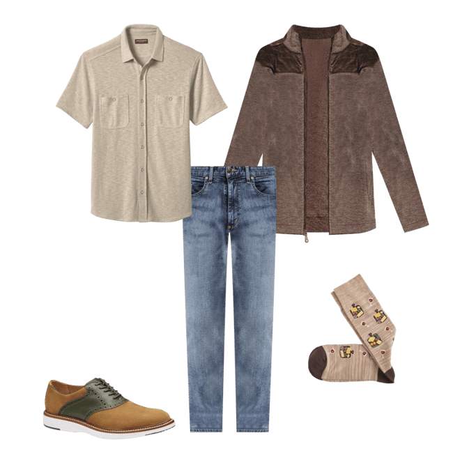 Men's Upton Saddle in Snuff Nubuck/Olive Full Grain | Johnston