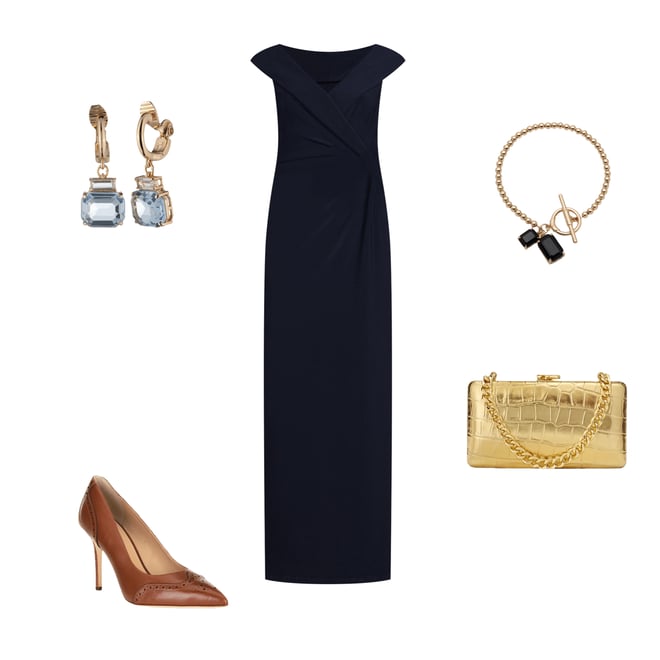 LAUREN RALPH LAUREN ☆ Portrait Collar Sleeve ガウンドレス Lauren Ralph Lauren Portrait Collar Cap Sleeve Crepe Sheath
