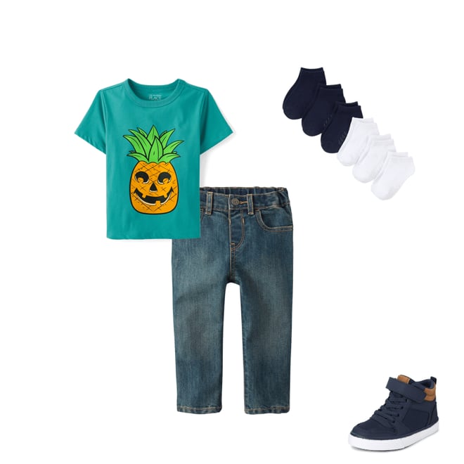 3rd bundle featuring 3 items which compliment Baby And Toddler Boys Summerween Skull Pineapple Graphic Tee