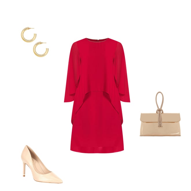 Marina 3/4 Sleeve Chiffon Overlay Shift Dress | Dillard's