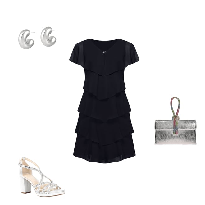 Ignite Evenings Petite Size Georgette V-Neck Short Sleeve